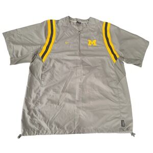 Nike Team Michigan Wolverines Grey Short Sleeve 1/4 Zip Windbreaker XL Dri-FIT